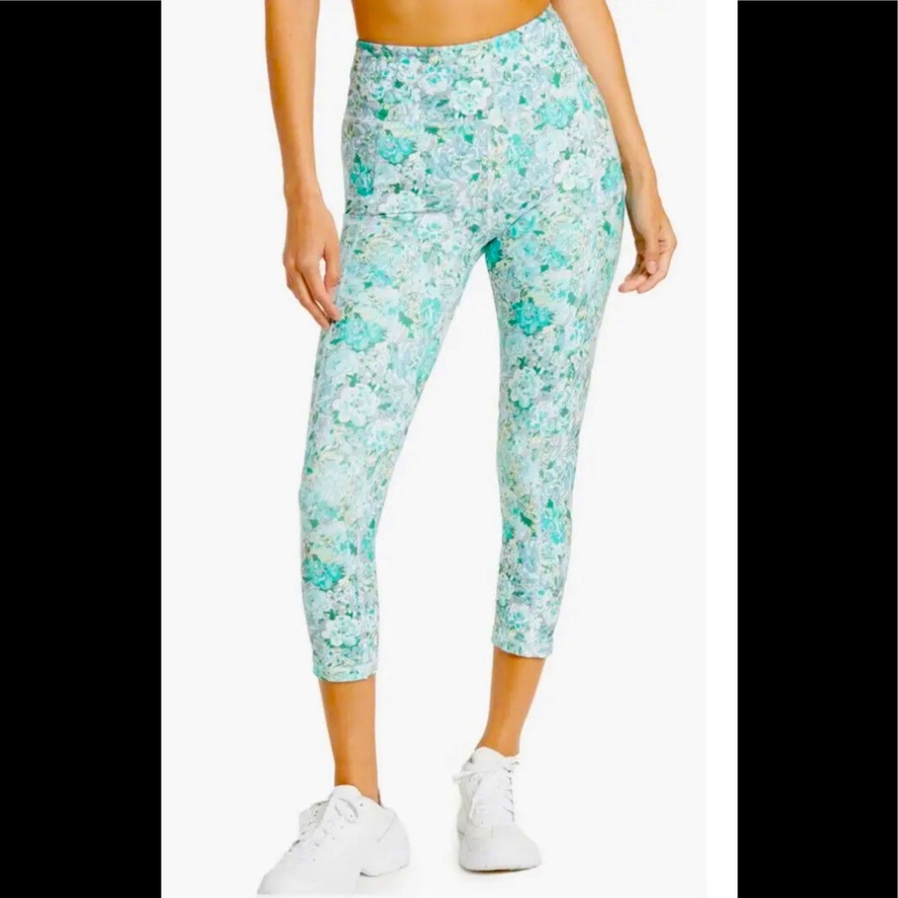 X by Gottex Leggings Vicky Pocket Capri Crop Leggings Aqua peony Size XL